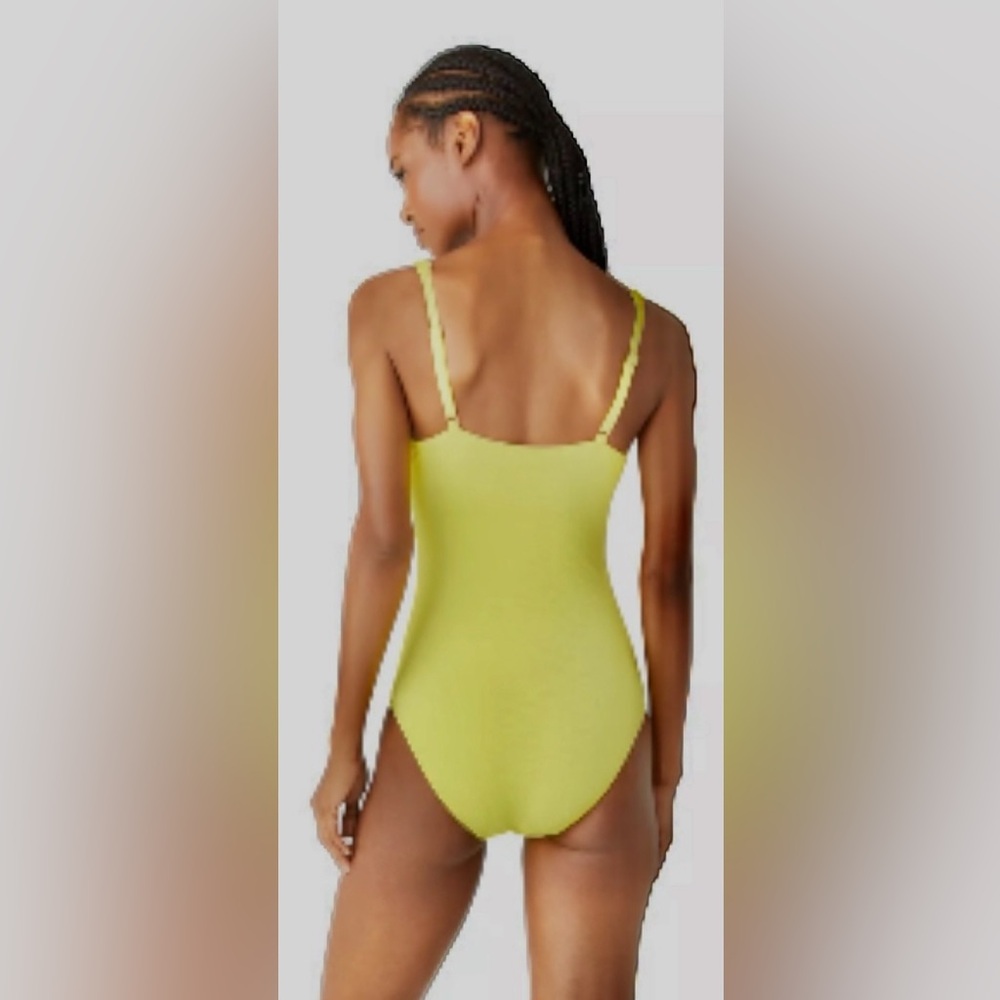NWT [kate spade] Scalloped Plunge One Piece Swimsuit Cadmium Yellow Women’s XS - Picture 3 of 10